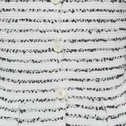 Pre Owned Christian Dior White Striped Tweed Peplum Jacket M