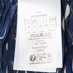 مملوكة مسبقًا Dior Navy Blue Logo Print Cotton Midi Skirt M