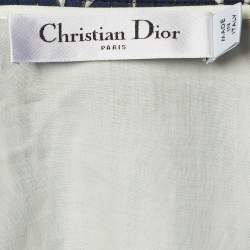 مملوكة مسبقًا Dior Navy Blue Logo Print Cotton Midi Skirt M