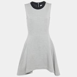 Pre Owned Dior Grey Wool Flared Sleeveless Dress M