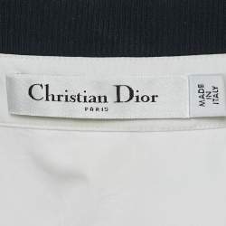 Pre Owned Dior White Cotton Poplin Badge Detail Sleeveless Shirt L