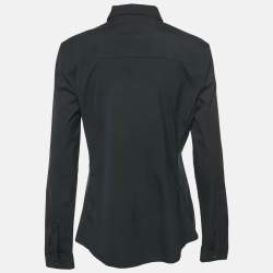 Pre Owned Dior Black Cotton Applique Detail Button Front Shirt L