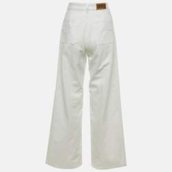 Pre Owned Dior White Denim Wide Leg Jeans M/Waist 29"