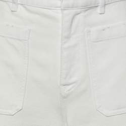 Pre Owned Dior White Denim Wide Leg Jeans M/Waist 29"