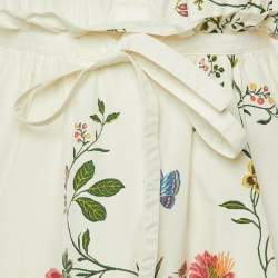 Pre Owned Dior Ivory Floral Print Cotton & Silk Midi Dress M