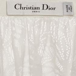 مملوكة مسبقًا تنورة ميدي دانتيل أبيض ديور مقاس صغير