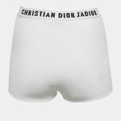 Pre Owned Christian Dior White Jersey Logo Waist Band J'adior Brief Shorts S