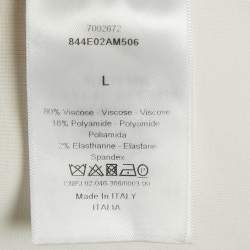 Pre Owned Dior White Jersey Logo Band Bralette Top L