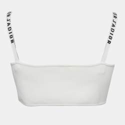 Pre Owned Dior White Jersey Logo Band Bralette Top L