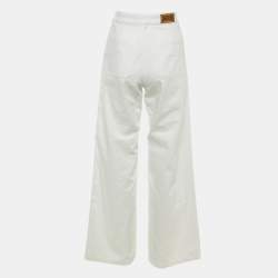 Pre Owned بنطلون جينز ديور دنيم أبيض واسع مقاس صغير - خصر 28 بوصة