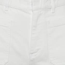 Pre Owned بنطلون جينز ديور دنيم أبيض واسع مقاس صغير - خصر 28 بوصة