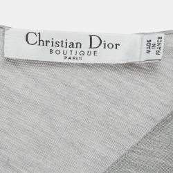 Pre Owned Christian Dior Boutique Grey Jersey Pleated Top M