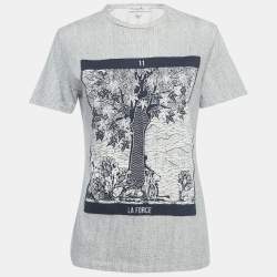 Pre Owned Christian Dior White La Force Print Cotton T-Shirt S 