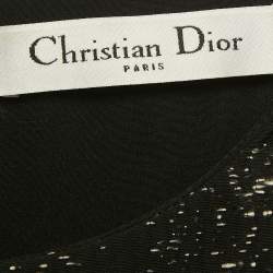 Pre Owned Christian Dior Black Woven Cotton Blend Asymmetric Flared Mini Dress S  