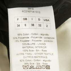 Pre Owned Christian Dior Black Woven Cotton Blend Asymmetric Flared Mini Dress S  