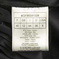 مملوكة مسبقًا Christian Dior Navy Blue Embellished Cotton Silk Blouse M