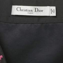 مملوكة مسبقًا Christian Dior Navy Blue Embellished Cotton Silk Blouse M