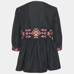 مملوكة مسبقًا Christian Dior Navy Blue Embellished Cotton Silk Blouse M