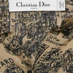مملوكة مسبقًا Christian Dior Beige Plan de Paris Print Cotton High Low Shirt M