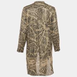 مملوكة مسبقًا Christian Dior Beige Plan de Paris Print Cotton High Low Shirt M