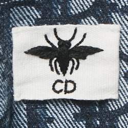 مملوكة مسبقًا جاكيت ديور دنيم متدرج اللون أزرق بأكمام قصيرة مقاس كبير