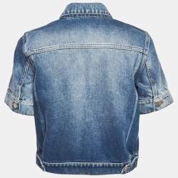 مملوكة مسبقًا جاكيت ديور دنيم متدرج اللون أزرق بأكمام قصيرة مقاس كبير