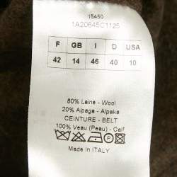 Pre Owned Christian Dior Brown Plaid Wool Flared Short Dress L