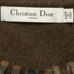 Pre Owned Christian Dior Brown Plaid Wool Flared Short Dress L