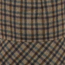 Pre Owned Christian Dior Brown Plaid Wool Flared Short Dress L