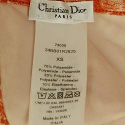 Pre Owned Christian Dior Orange Toile de Jouy Jersey Bikini Set XS