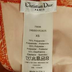 Pre Owned Christian Dior Orange Toile de Jouy Jersey Bikini Set XS