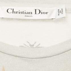 مملوكة مسبقًا قميص كريستيان ديور رمادي مزيج قطن مطبوع مقاس صغير - سمول