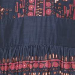 Pre Owned Christian Dior Blue Printed Voile Long Dress S