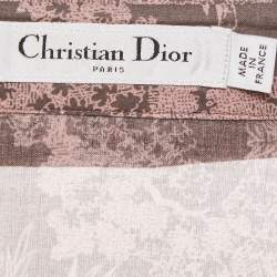 مملوكة مسبقًا فستان كريستيان ديور قطن بنقشة الغابة الوردية ديوريفييرا تويلي دي جوى ماكسي قميص مقاس صغير