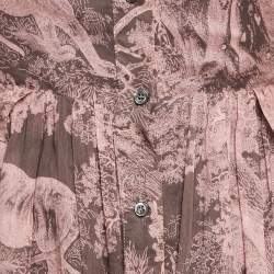 مملوكة مسبقًا فستان كريستيان ديور قطن بنقشة الغابة الوردية ديوريفييرا تويلي دي جوى ماكسي قميص مقاس صغير