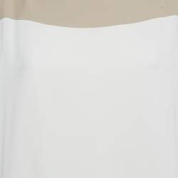 Pre Owned Dior Beige & White Colorblock Crepe Oversized Midi Dress M