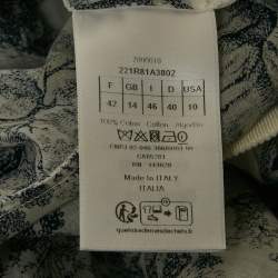 Pre Owned Christian Dior White Toile De Jouy Print Cotton Midi Shirt Dress L