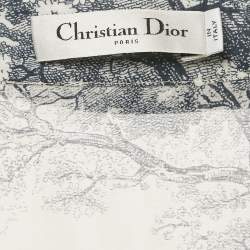 Pre Owned Christian Dior White Toile De Jouy Print Cotton Midi Shirt Dress L