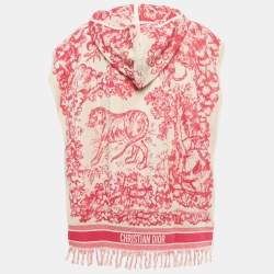 Pre Owned Christian Dior Pink Terry Cotton Toile de Jouy Hooded Poncho One Size