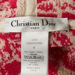 Pre Owned Christian Dior Pink Terry Cotton Toile de Jouy Hooded Poncho One Size
