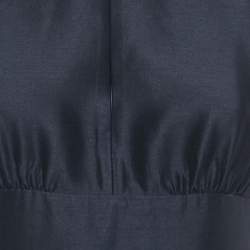 Pre Owned Christian Dior Midnight Blue Wool Blend Flared Maxi Dress M