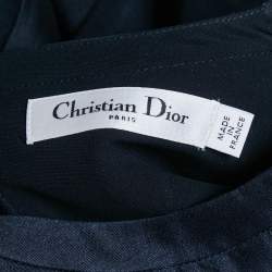 Pre Owned Christian Dior Midnight Blue Wool Blend Flared Maxi Dress M