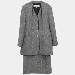 Pre Owned Christian Dior Setup Suit Jacket Skirt Black #36-38