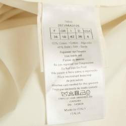 Pre Owned Christian Dior White Printed Cotton & Silk Pleated Midi Skirt M