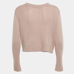 Pre Owned Christian Dior Pink J'Adior Intarsia Rib Knit Sweater S