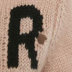 Pre Owned Christian Dior Pink J'Adior Intarsia Rib Knit Sweater S