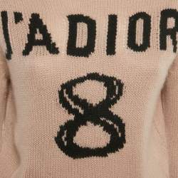 Pre Owned Christian Dior Pink J'Adior Intarsia Rib Knit Sweater S