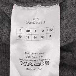 Pre Owned Dior Grey Rib Knit Hoodie Tops M