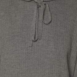 Pre Owned Dior Grey Rib Knit Hoodie Tops M