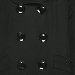 Pre Owned Christian Dior Black Wool Blend Double Breasted Mid Length Coat L